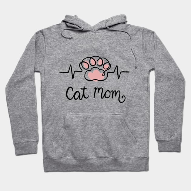 Cat mom paw heartbeat Hoodie by Chigurena